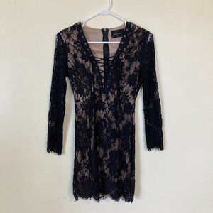 Dress Forum Womens Size 5 Black Mini Lace Dress Lace up Front Los Angeles  CA